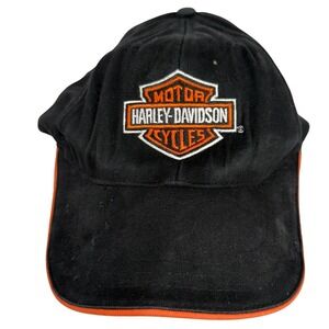 Harley-Davidson Motorcycle Holoubek Vintage Cotton Black Orange Logo Cap 7 1/4